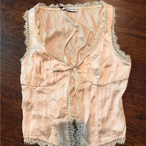 Princess Polly Cream Lace-Trim Satin Cami
